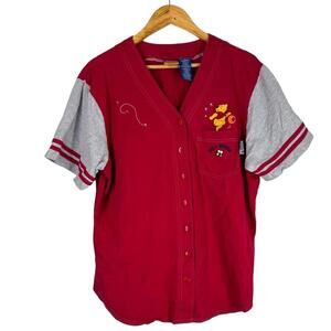 Disney Winnie The Pooh Womens Plus Size 26W Baseball Button Shirt Embroidered